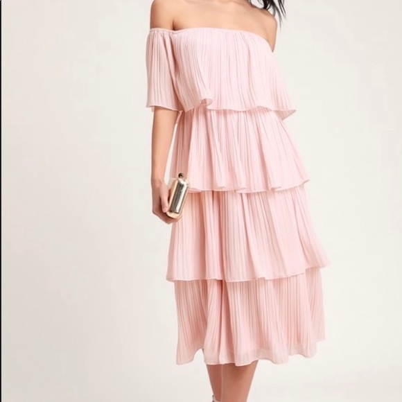 lulus pink off the shoulder dress